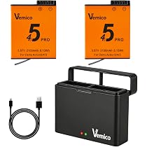 Amazon | Vemico For DJI Osmo Action 5 Pro 互換バッテリー 2*2100mAh
